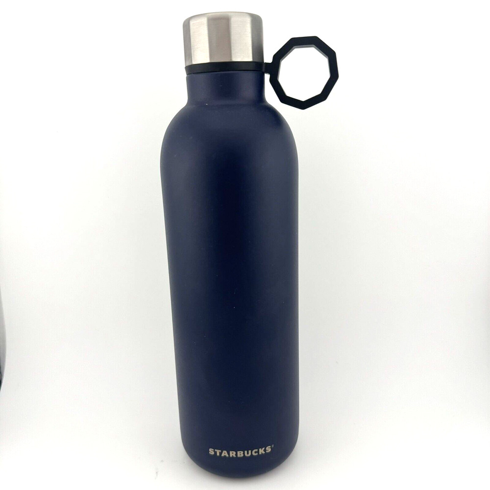 RARE 2017 STARBUCKS Water Bottle Stainless MATTE NAVY BLUE 20oz Tumbler Cup